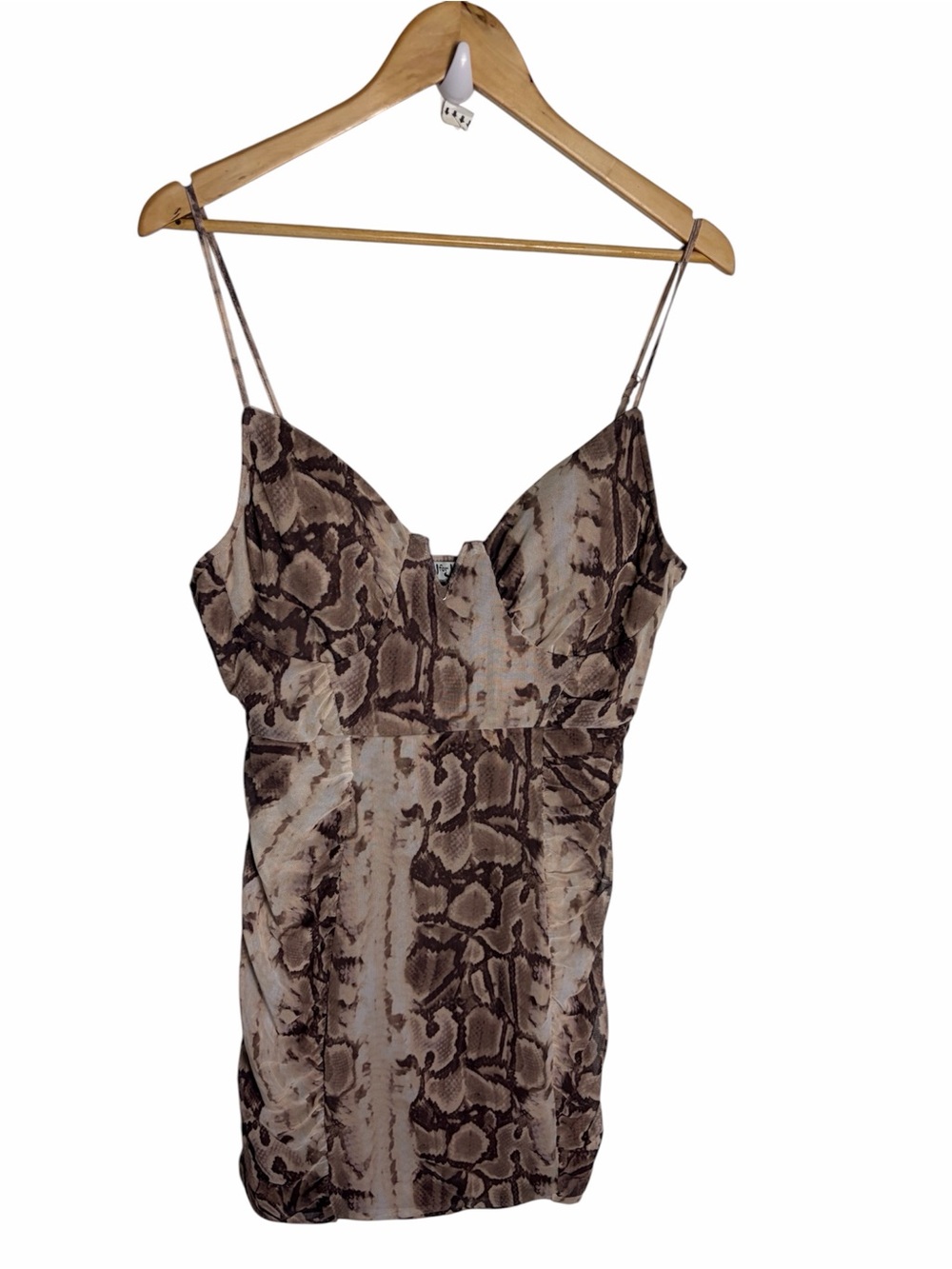 Y2K J for Justify brown & tan snake reptile skin print mini dress size XL